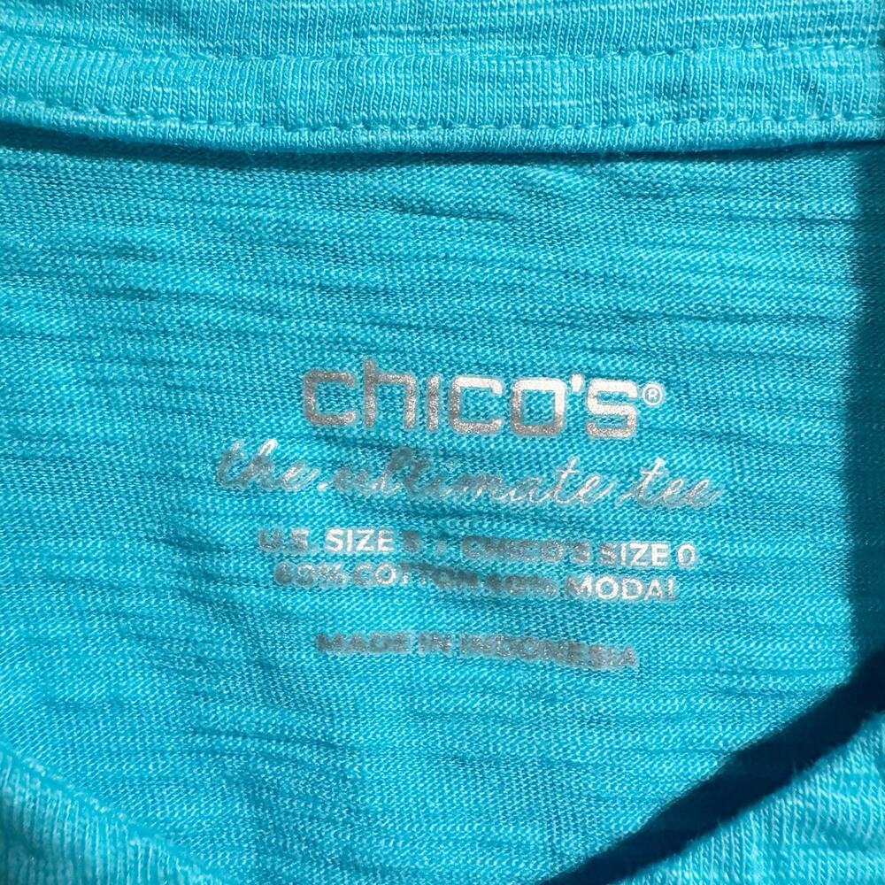 Chicos The Ultimate Tee Women Size 0/small Aqua Blue 2 Piece Tank Cardigan - Picture 2 of 5
